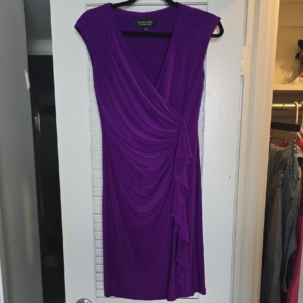 Black Lable By Evan Picone Elegant Purple Draped Dress In Size 4. Like New
